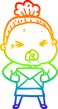 Bir insan tarafından çizilmiş kızgın yaşlı bir kadının çizimi.