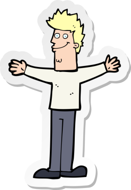 Bir insan tarafından çizilmiş mutlu bir adamın çıkartması.