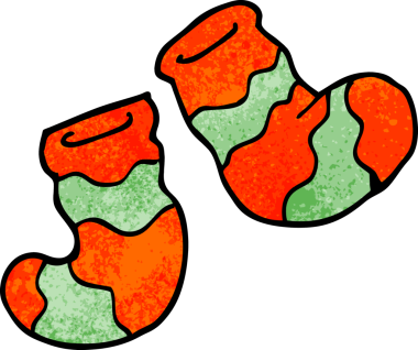 Bir insan tarafından çizilmiş çizgili çoraplar.