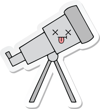 Bir insan tarafından çizilmiş sevimli bir teleskop çıkartması.