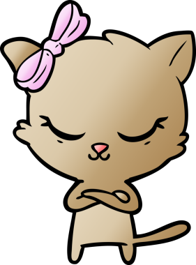 Bir insan tarafından çizilmiş sevimli çizgi film kedisi.