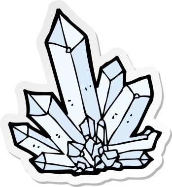 Bir insan tarafından çizilmiş bir karikatür kristalinin çıkartması.