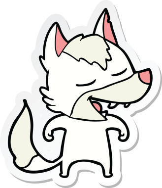 Bir insan tarafından çizilmiş bir kurt çizgi filminin çıkartması.