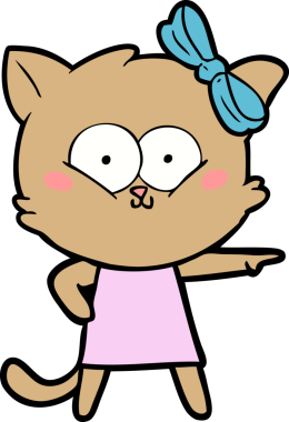 Bir insan tarafından çizilmiş çizgi film kedisi.