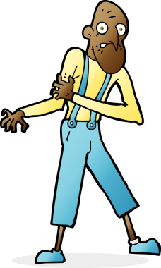 Bir insan tarafından çizilmiş kalp krizi geçiren yaşlı bir adam.