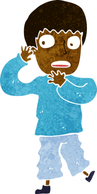 Bir insan tarafından çizilmiş korkmuş bir çocuk.