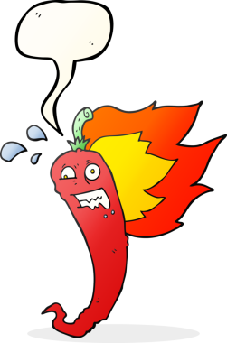 Bir insan tarafından çizilmiş sıcak kırmızı biber serbest konuşma balonu karikatürü