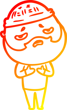 İnsan tarafından çizilmiş sakallı, endişeli bir çizgi film karakteri.