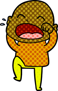 Bir insan tarafından çizilmiş kel adam diye bağıran çizgi film.