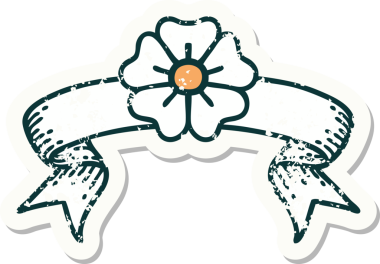 Bir insan tarafından çizilmiş çiçeğin bayrağını taşıyan eski bir etiket.