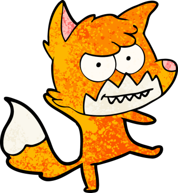 Bir insan tarafından çizilmiş sırıtan tilki çizgi filmi.