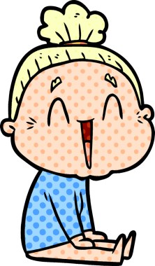 Bir insan tarafından çizilmiş mutlu yaşlı kadın çizgi filmi.