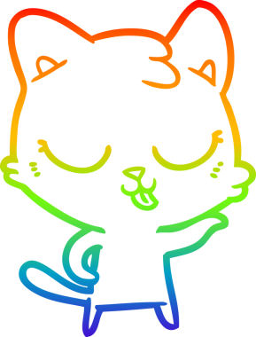 gökkuşağı gradyan çizimi mutlu çizgi film kedisi bir insan tarafından çizildi