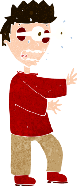 Bir insan tarafından çizilmiş korkmuş çocuk çizgi filmi.