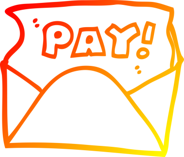 Bir insan tarafından çizilmiş bir çizgi film maaş paketinin sıcak gradyan çizimi