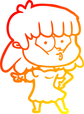 Bir insan tarafından çizilmiş, çizgi film karakteri ıslık çalan bir kız çizimi