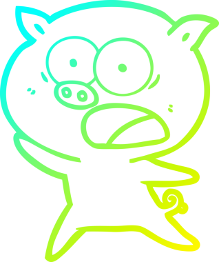 Bir insan tarafından çizilmiş bağıran domuz çizgi filmi çizimi.