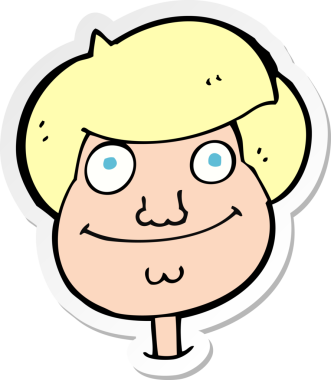 Bir çizgi film çıkartması. Mutlu çocuklar bir insan tarafından çizilmiş.