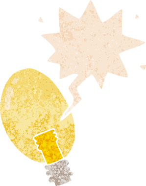 bir insan tarafından çizilmiş grunge sıkıntılı retro biçimli konuşma kabarcığı ile çizgi film elektrik ışığı