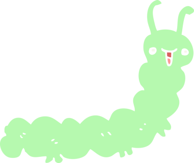 Bir insan tarafından çizilmiş düz renkli çizgi film tırtılı.