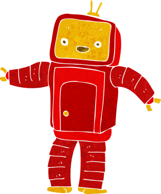 Bir insan tarafından çizilmiş çizgi film robotu