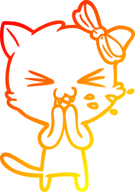 Bir insan tarafından çizilmiş çizgi film kedisinin sıcak çizgi çizimi