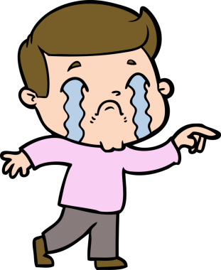 Bir insan tarafından çizilmiş ağlayan çizgi film adamı.