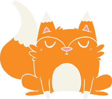 Bir insan tarafından çizilmiş düz renk çizgi film tilkisi