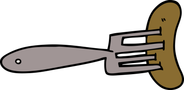 Bir insan tarafından çizilmiş çatalla çizilmiş sosis.