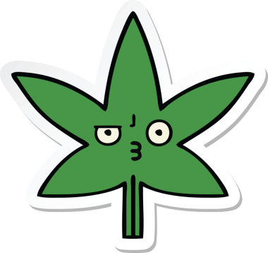 Bir insan tarafından çizilmiş marihuana yaprağının çıkartması.