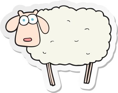 Bir insan tarafından çizilmiş bir koyunun çıkartması.