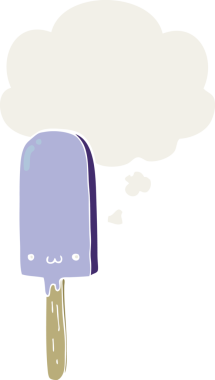 Düşünce baloncuklu buz lolipopu insan tarafından çizilmiş.