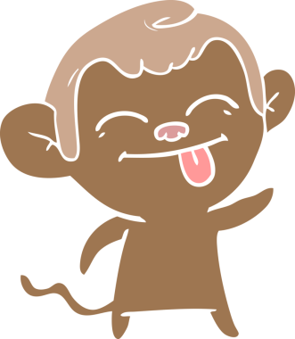 Bir insan tarafından çizilmiş komik düz renkli çizgi film maymunu