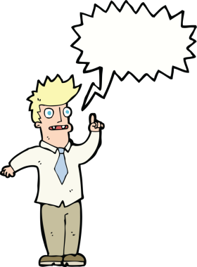 Bir insan tarafından çizilmiş konuşma baloncuğu fikri olan bir çizgi film adamı.