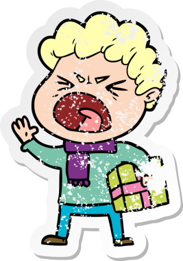 Bir insan tarafından çizilmiş öfkeli bir adamın sıkıntılı çıkartması.