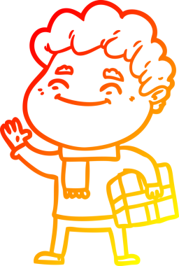 Bir insan tarafından çizilmiş, karikatür dostu bir adamın sıcak çizgi çizimi