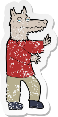 Bir insan tarafından çizilmiş bir kurt adamın gerilimli çıkartması.