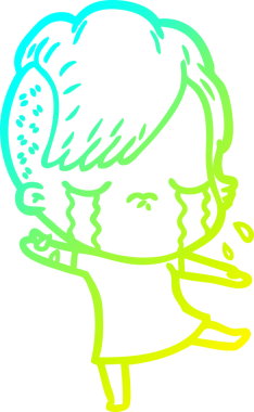 Bir insan tarafından çizilmiş ağlayan bir çizgi film kızı çizimi.