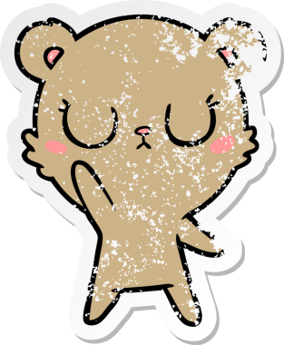 Bir insan tarafından çizilmiş barışçıl bir ayının sıkıntılı çıkartması.