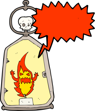 bir insan tarafından çizilmiş konuşma baloncuklu karikatür feneri.