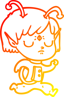 Bir insan tarafından çizilmiş bir uzaylı kız çizgi çizimi.