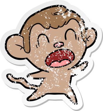 Bir insan tarafından çizilmiş bağıran çizgi film maymunu çıkartması.