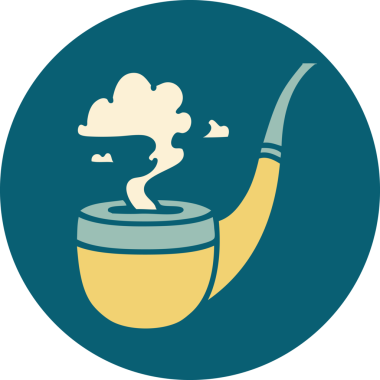 Bir insan tarafından çizilmiş sigara içen piposunun sembolik dövmesi.