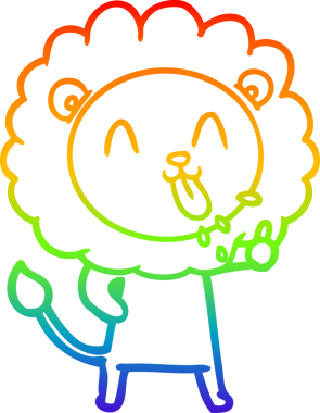 gökkuşağı gradyanı çizimi bir insan tarafından çizilmiş mutlu bir karikatür aslanı