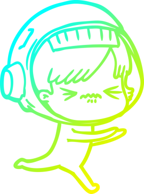 Bir insan tarafından çizilmiş soğuk gradyan çizgili astronot kadın çizimi.