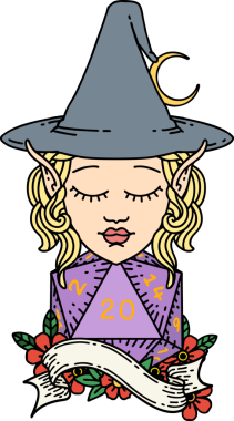 Retro Dövme Biçimli elf karakteri Bir insan tarafından çizilmiş doğal yirmi zar atışıyla