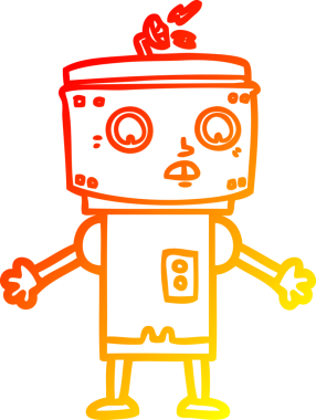 Bir insan tarafından çizilen çizgi film robotunun sıcak çizgi çizimi