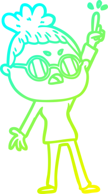 Bir insan tarafından çizilmiş bir çizgi filmin soğuk gradyan çizimi.