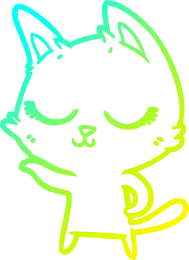 Bir insan tarafından çizilmiş sakin bir çizgi film kedisinin soğuk eğim çizgisi.