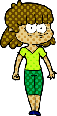 Bir insan tarafından çizilmiş gülümseyen bir kadın.